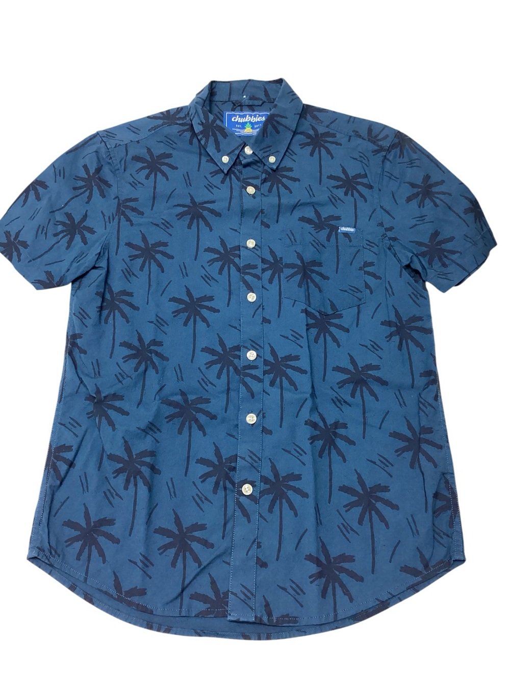 Chubbies Men's Blue Palm Print Button-Down Shirt size S